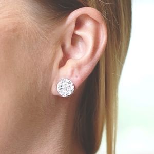 Silver Stud Earrings, Silver Druzy Earrings